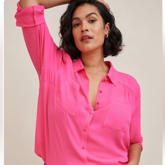 Madison Georgette Button-Up
Long Sleeve  Barbie pink  shirt Sz: 0 - Picture 1 of 11
